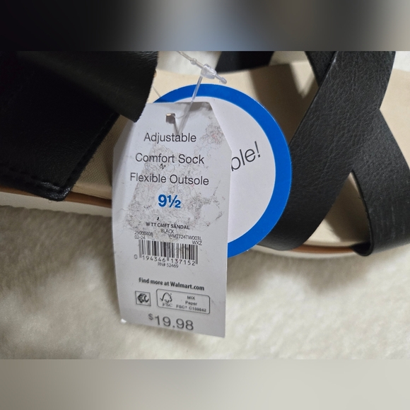 Time & Tru Women's Tan Black Comfort Summer Sandals NWT Size: 9 1/2 - Picture 6 of 9